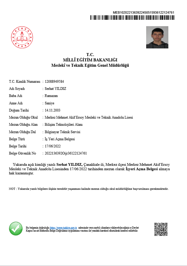 İşyeri Açma Sertifikası